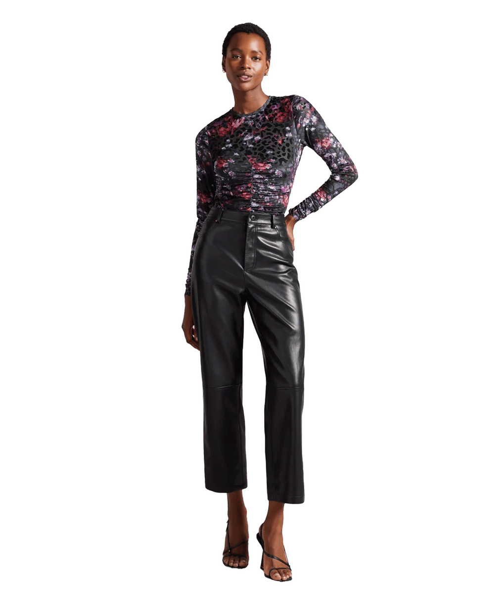 Buy Matella Floral Mesh Bodysuit With Animal Texture Black Ted