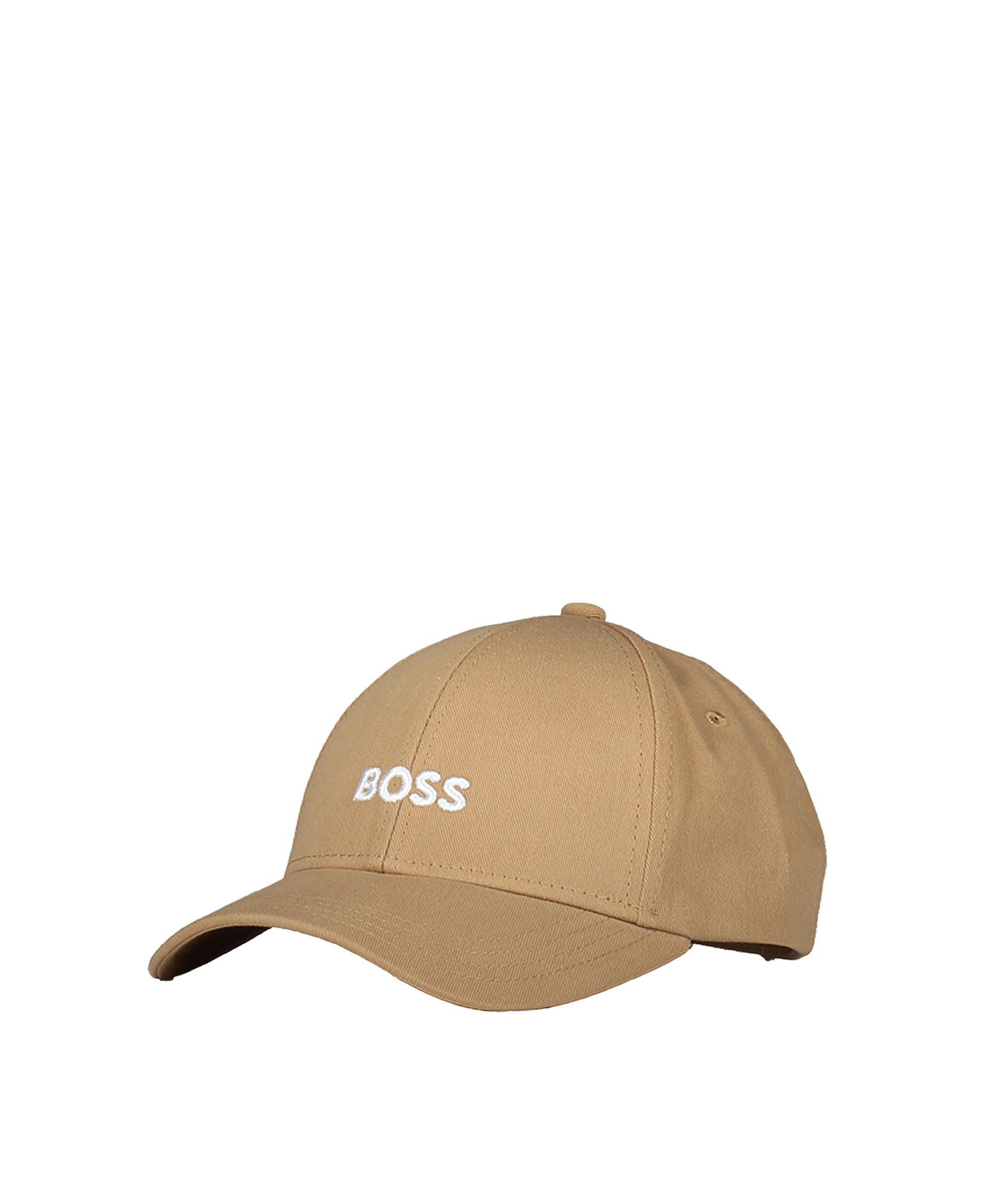 Cotton Twill Six Panel Cap with Embroidered Logo - Beige