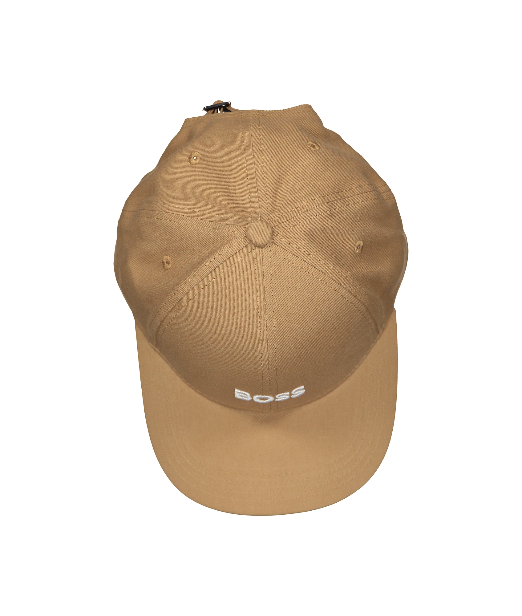 Cotton Twill Six Panel Cap with Embroidered Logo - Beige