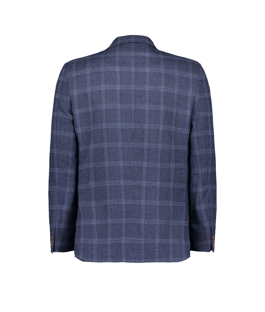 Slim Fit Tweed Overcheck Suit Jacket - Navy – Robert Goddard