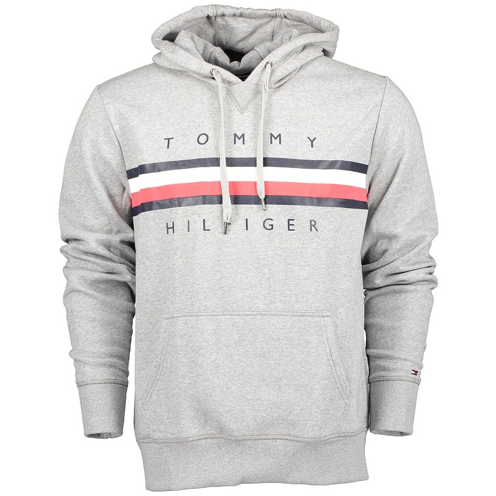 tommy hilfiger grey logo hoodie